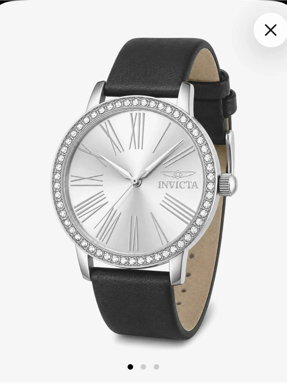 Invicta Celestial Lady 31mm Silver Tone Case Silver Metal Dial Black Band